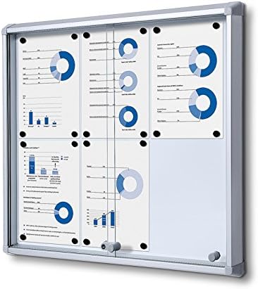 Dry Wipe Indoor Lockable Noticeboard with Sliding Doors